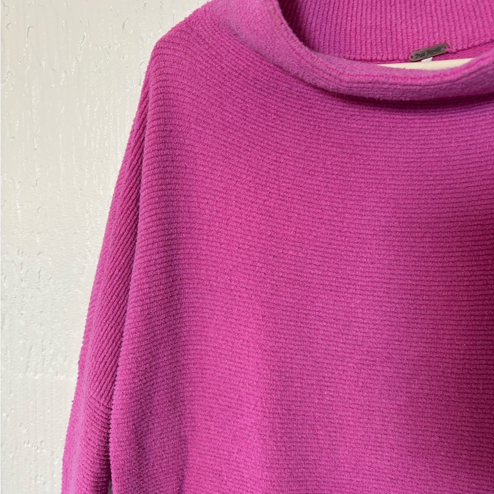 Free People Women's Vibrant Pink Ottoman Slouchy Tunic Sweater Size XS - Picture 2 of 12